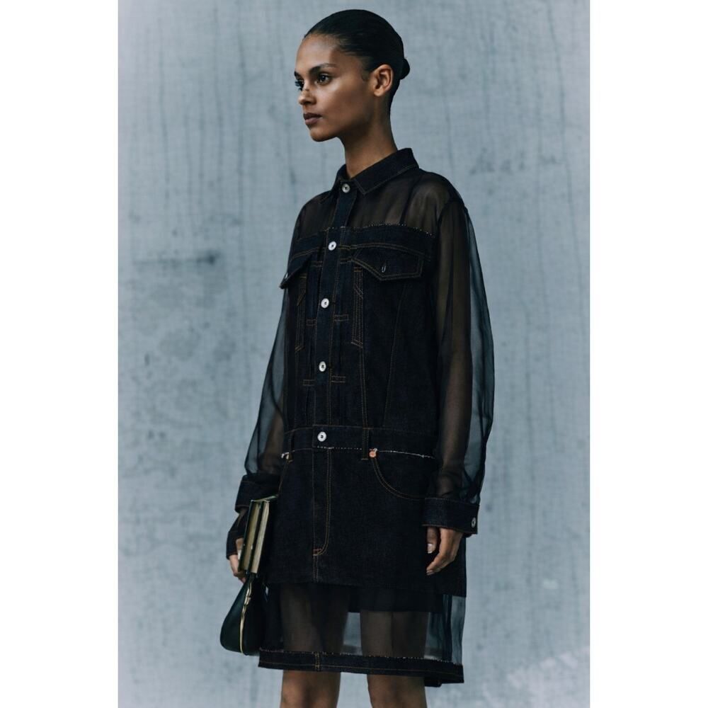 sacai Indigo Mix Denim Minidress XL (size 4)